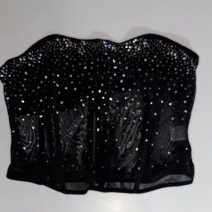 Elegant Black Rhinestone Bustier